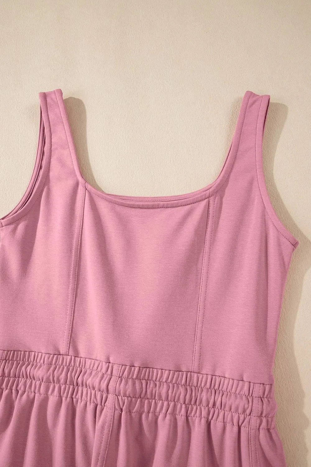 Elastic Waist Sleeveless Square Neck Jumpsuit