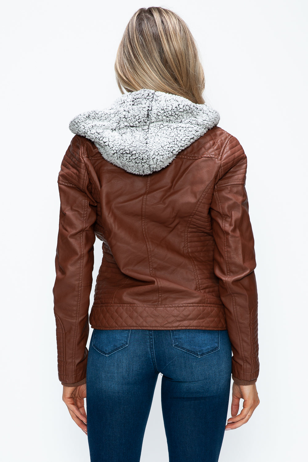 Brandy Ymi Faux Layered Double Zipper Jacket With Fuzzy Hood 5