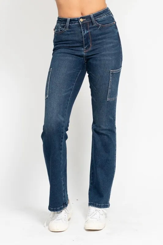 Dk Judy Blue Full Size High Waist Cargo Bootcut Jeans Plus Size