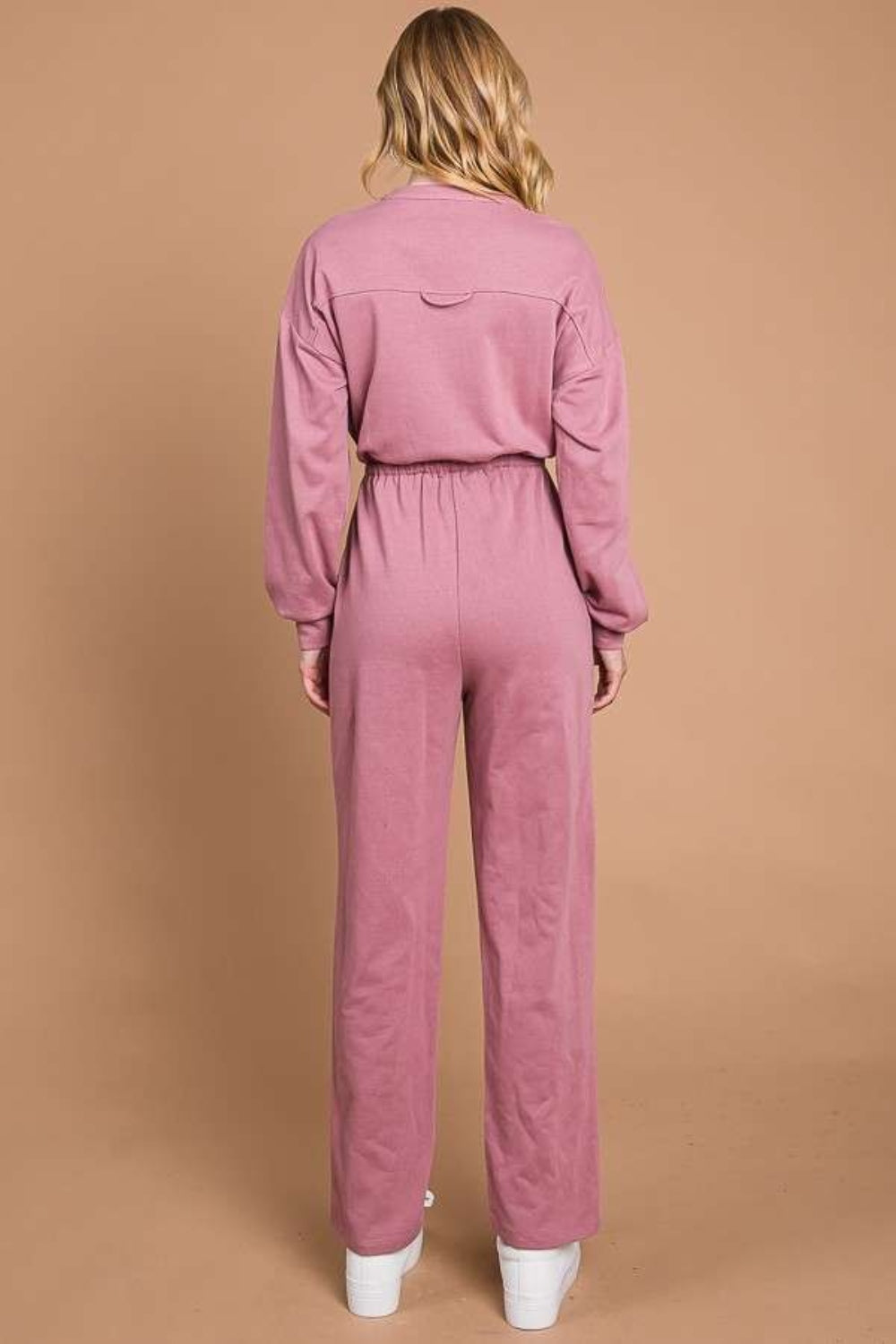 RED BEAN Culture Code Full Size Button Up Drawstring Waist Straight Jumpsuit