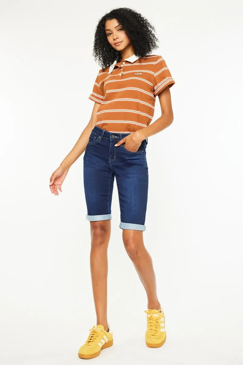 Dark Kancan Mid Rise Bermuda Denim Shorts