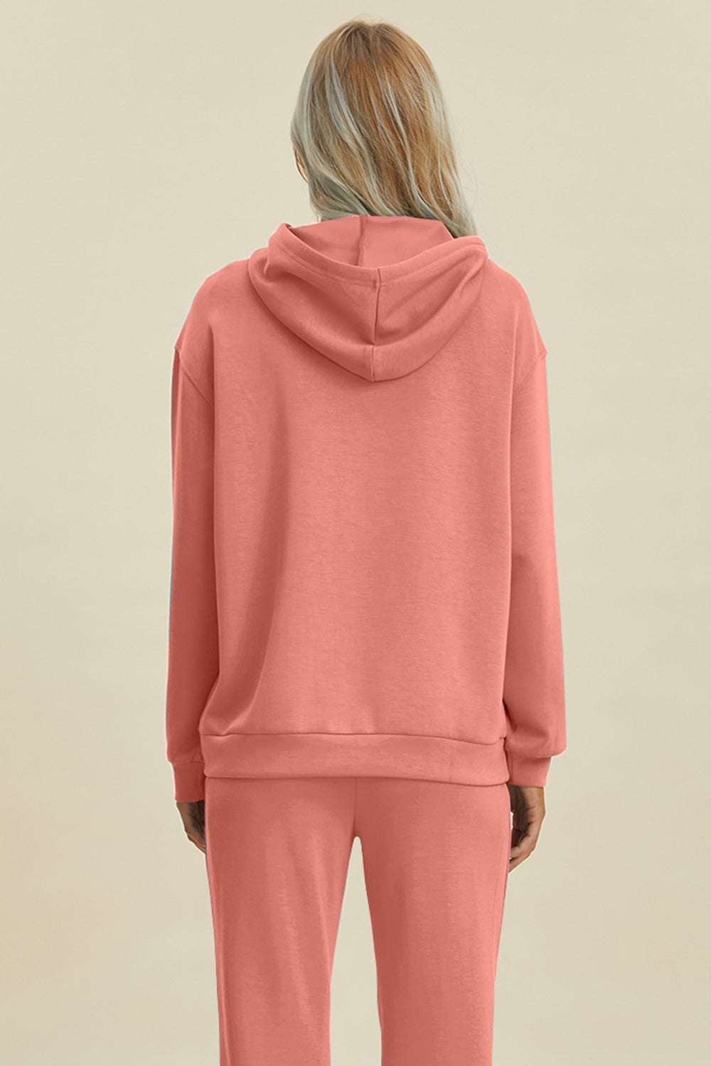 Coral Basic Bae Full Size Air Scuba Drawstring Long Sleeve Hoodie With Kangaroo Pocket