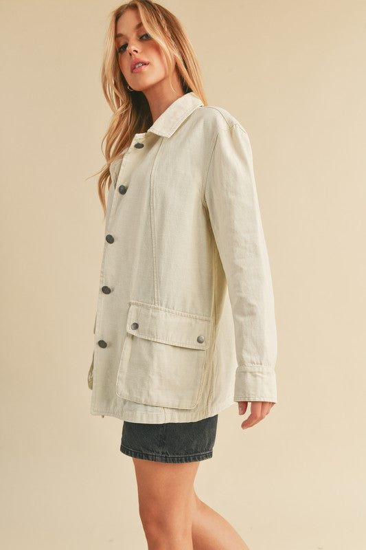 Aemi Co Seam Detail Button Up Jacket With Pockets