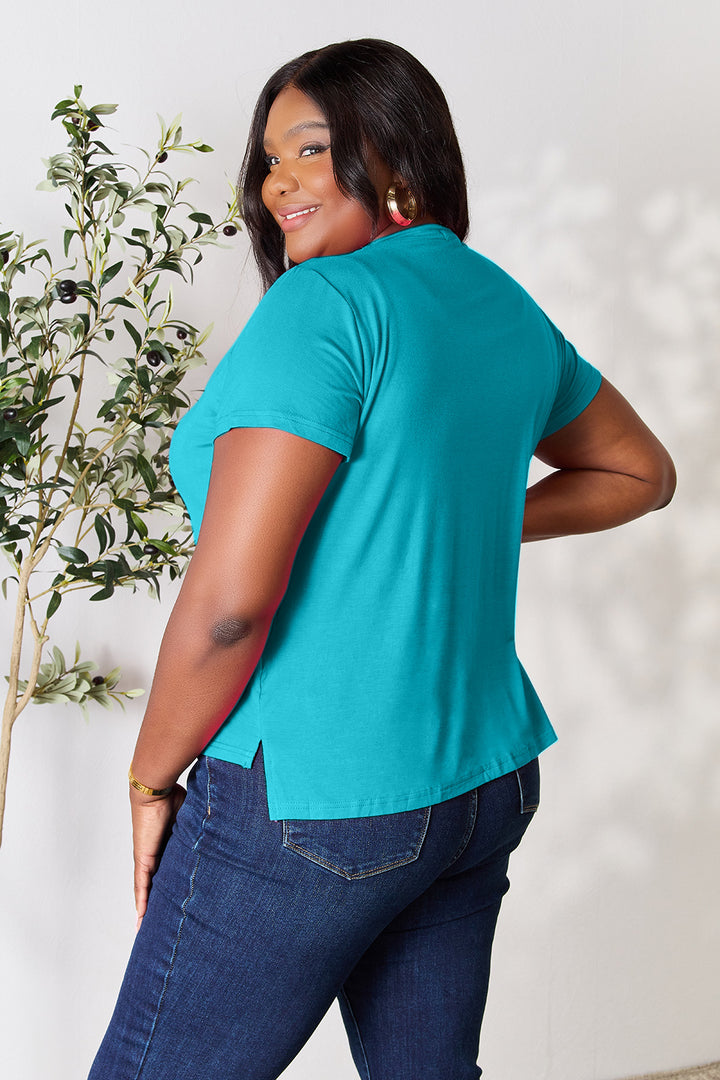 Black Basic Bae Full Size Round Neck Short Sleeve T Shirt 1