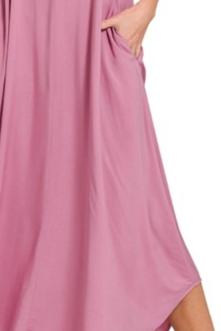 Lt Rose Zenana Woven Arc Hem Cami Dress With Flowy Pockets