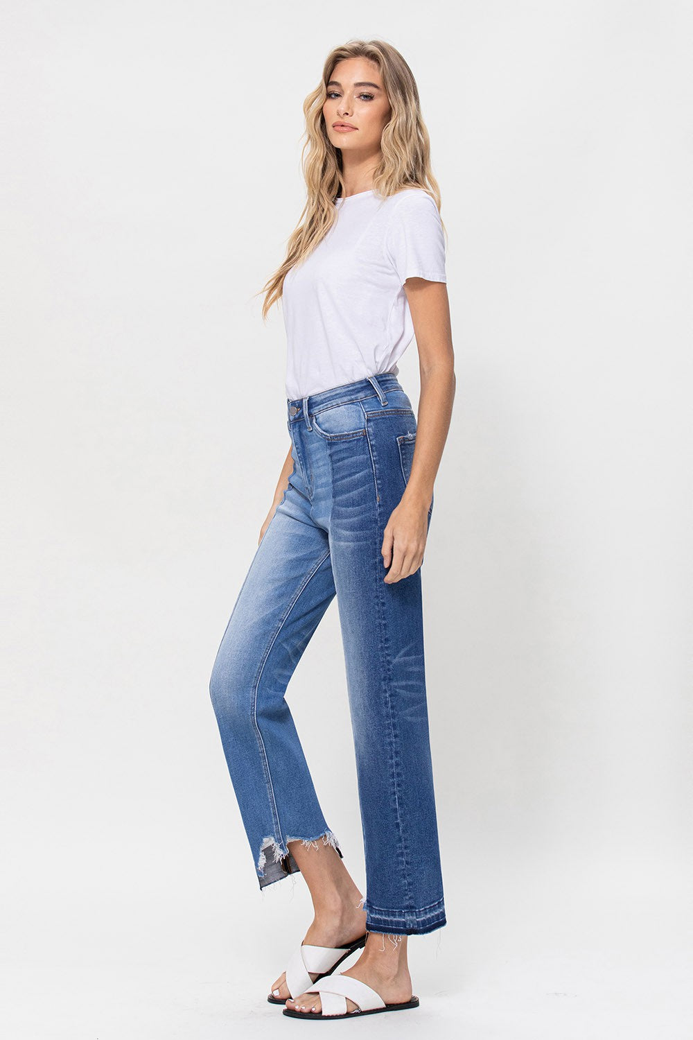 THE SPRING OF LINE Super High Rise Straight W Contrast And Hem Detail