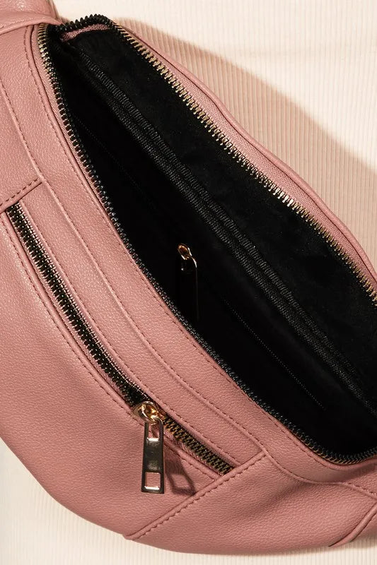 Black Fame Pu Leather Crossbody Bag With Removable Strap