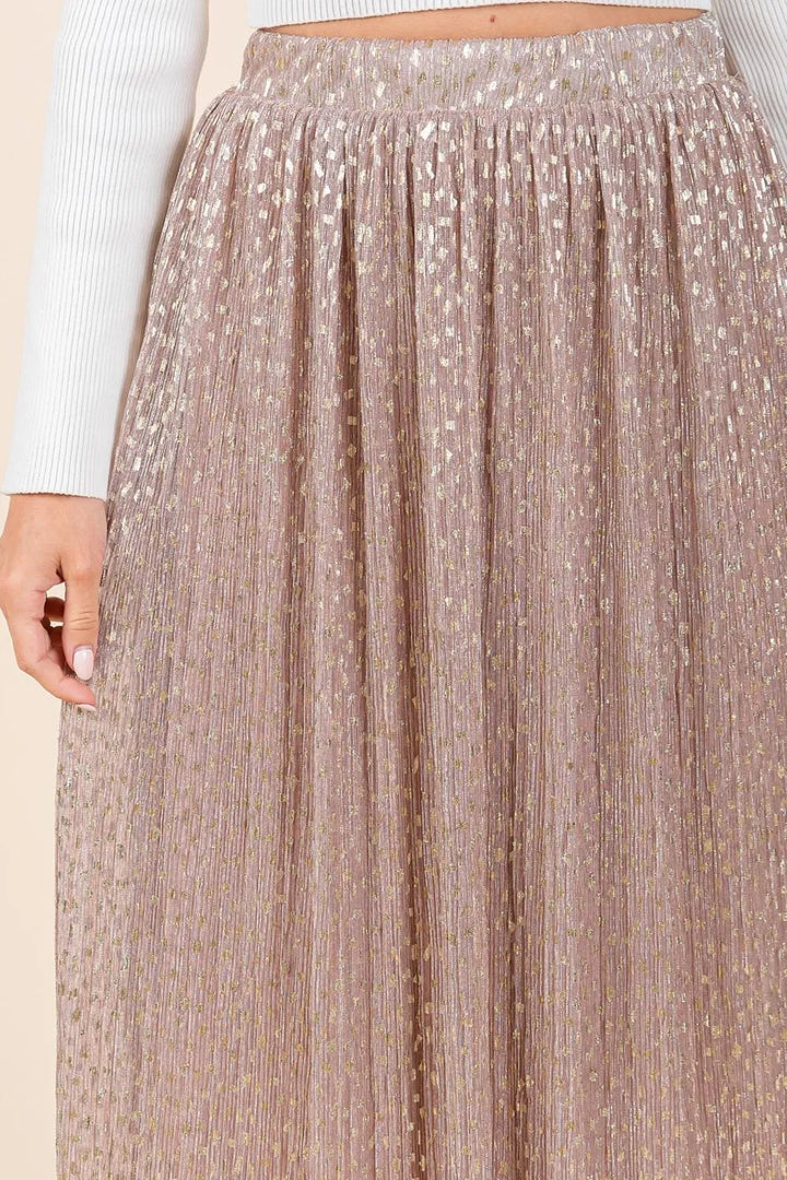 Mittoshop Metallic Glitter Speckle Print Elastic Midi Skirt 1