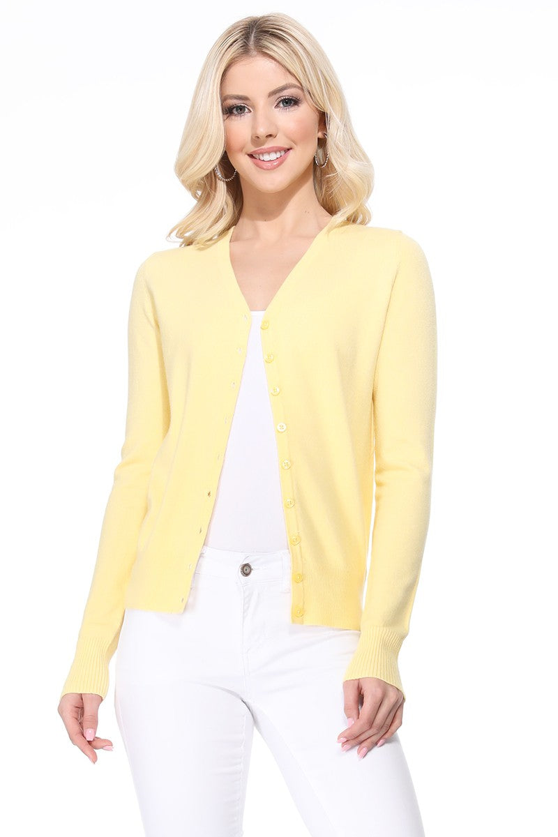 Black Womens V Neck Button Down Knit Cardigan Sweater