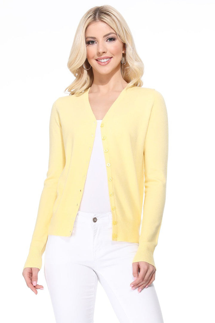 Black Womens V Neck Button Down Knit Cardigan Sweater