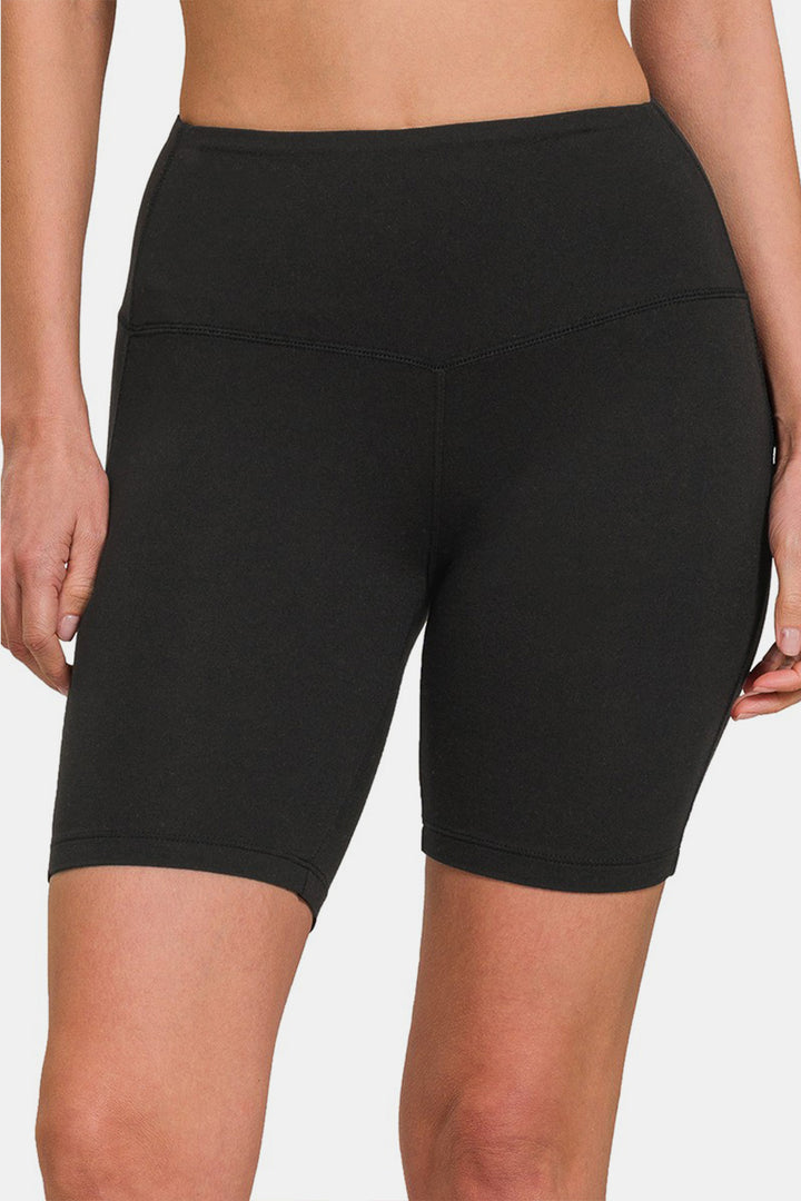 Black Zenana High Waist Active Shorts
