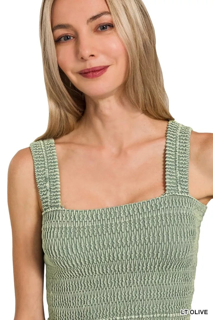 Zenana Seamless Winkle Stone Washed Bra Top 1