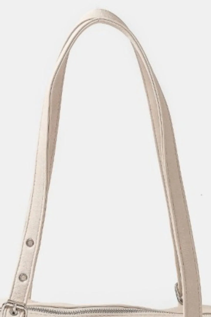 Fame Multi Grommet Belt Strap Rustic Rectangular Hand Bag 1