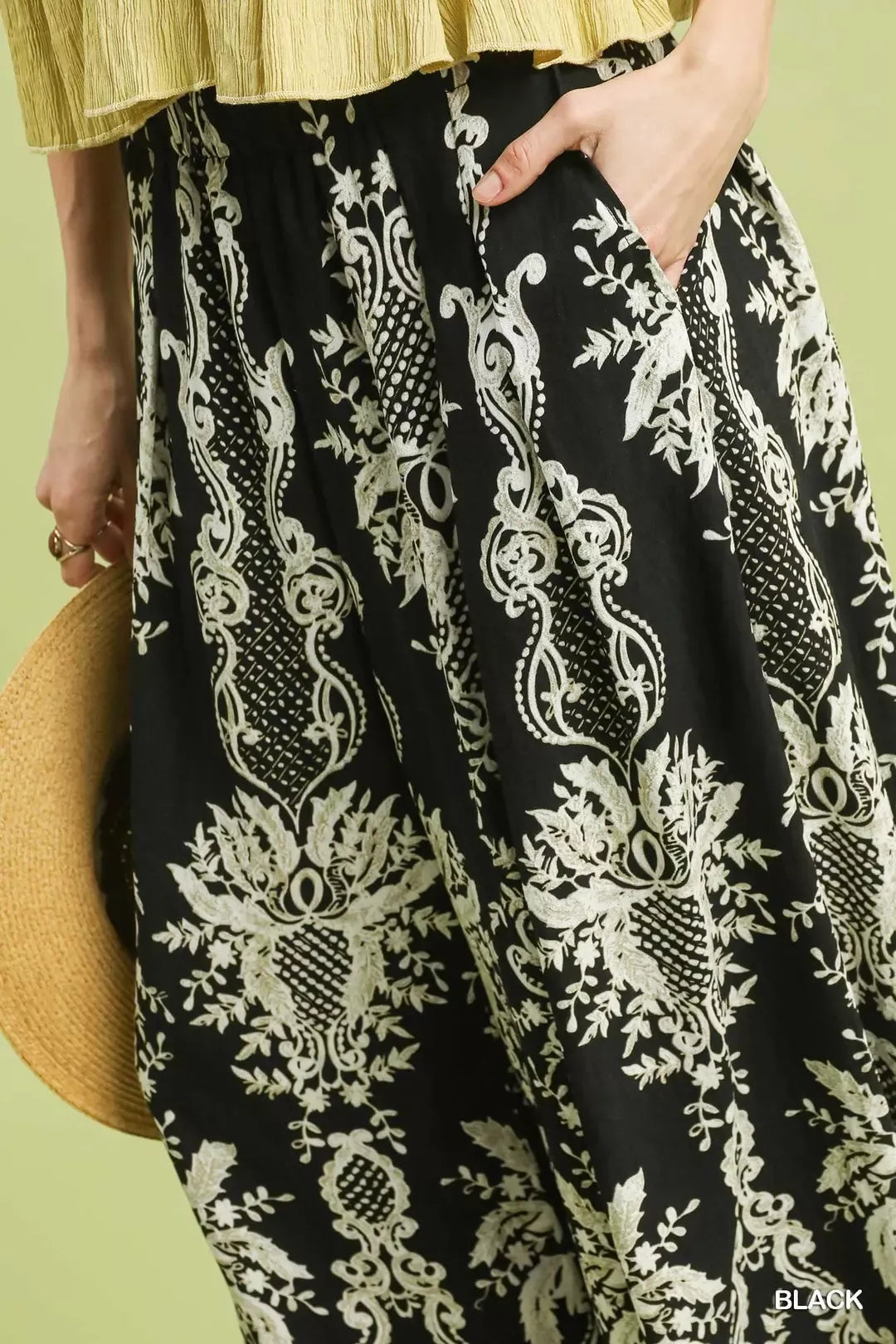 Umgee Border Print Wide Leg Pants 1
