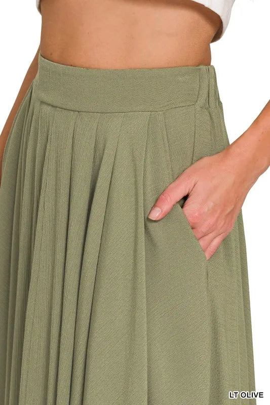 Zenana Woven Crinkle Gauze Crop Tee And Skirt Set 4
