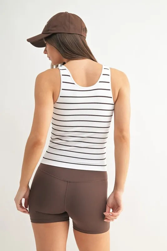 White/Rich Soil Mono B Striped Seamless Ribbed Tank