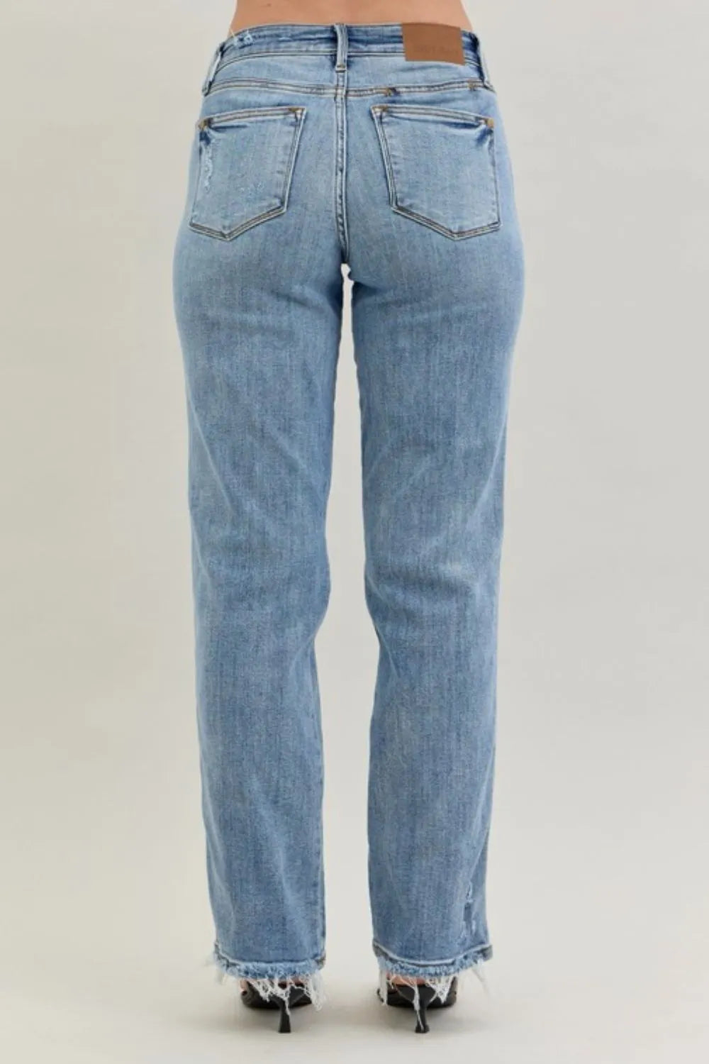 Medium Judy Blue Frayed Hem Cell Phone Pocket Dad Jeans