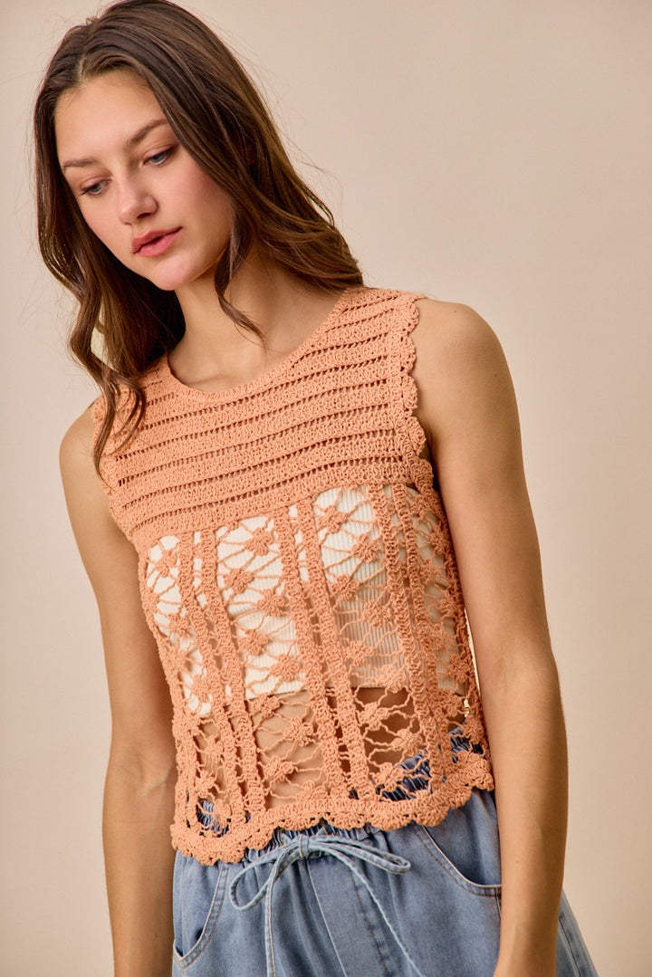 So Me Crochet Knitted Lace Sweater Tank Top
