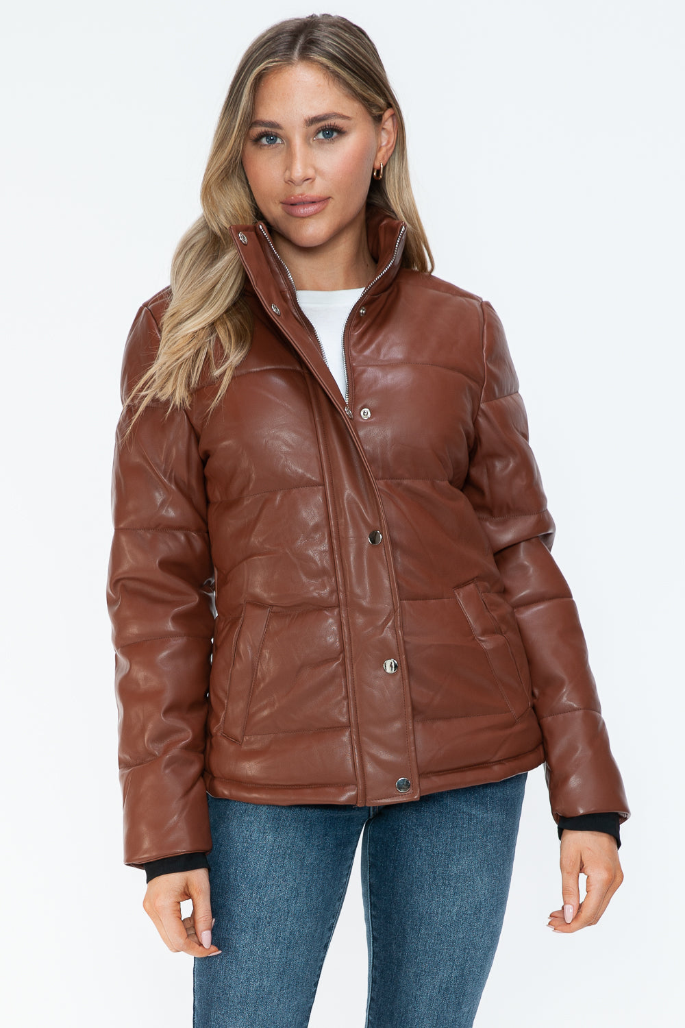 Ymi Pocketed Zip Up Turtleneck Puffer Jacket