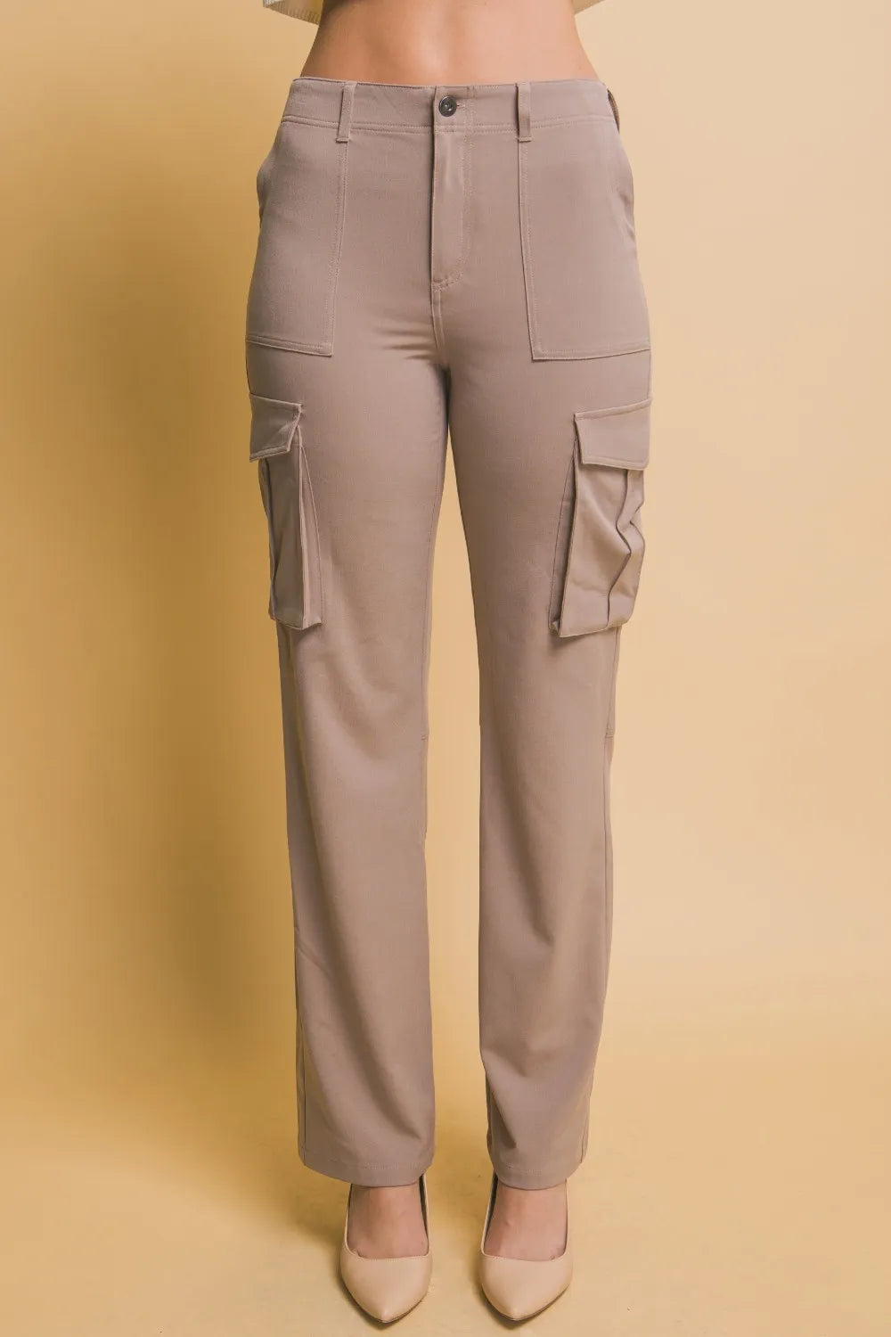 Taupe Love Tree High Rise Cargo Pants With Pockets