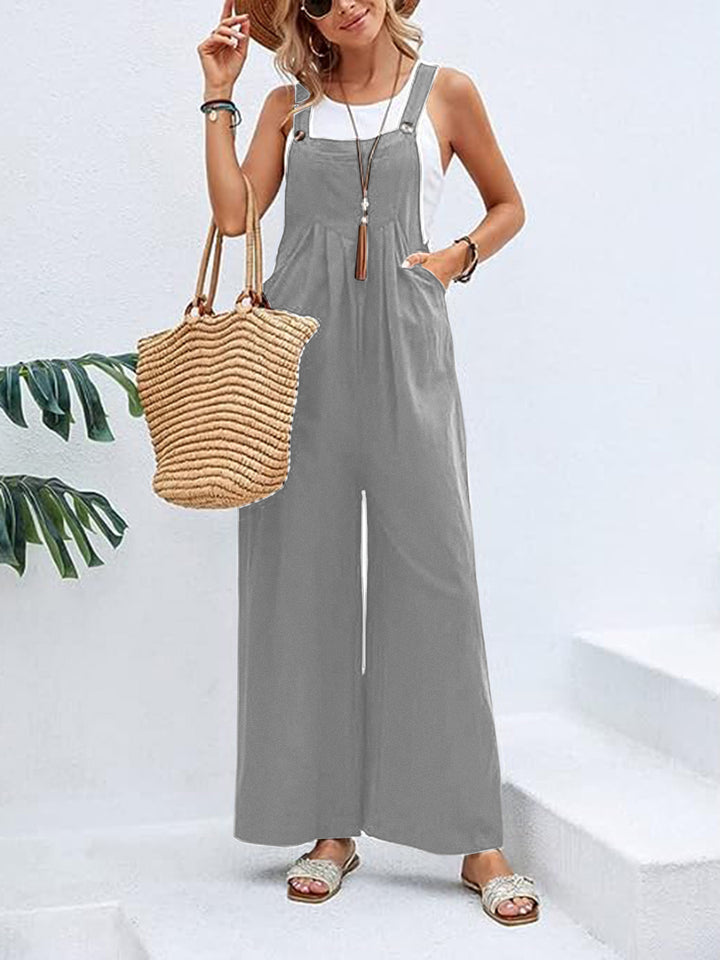 Black Full Size Wide Leg Overalls With Pockets