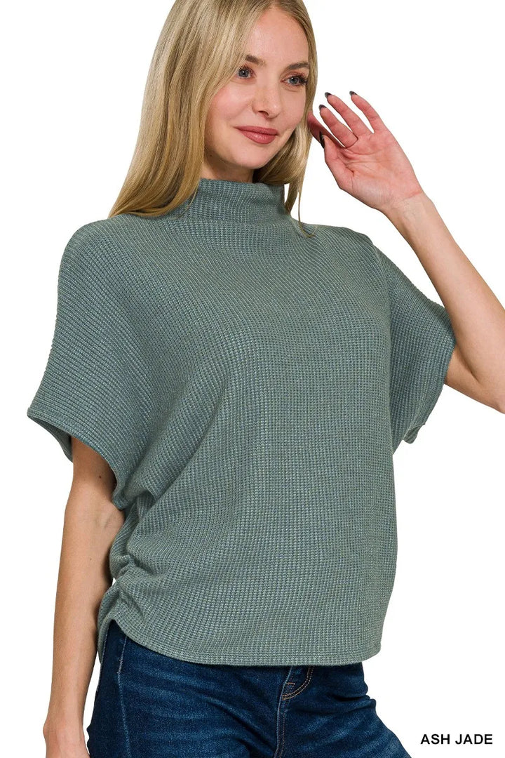 Zenana Mock Neck Top And Pants Sweater Set