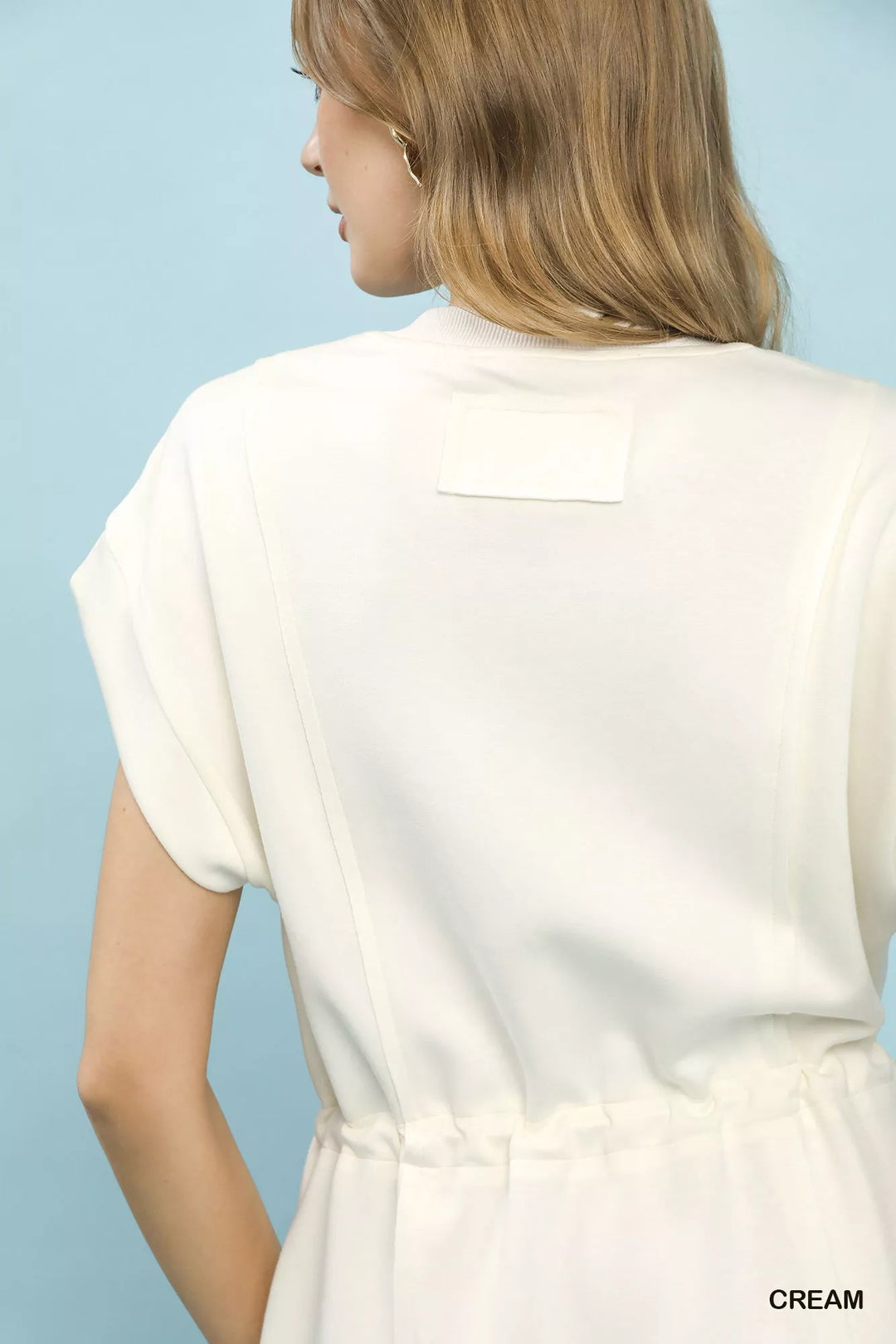 Umgee Knit Zip Front Drawstring Dress