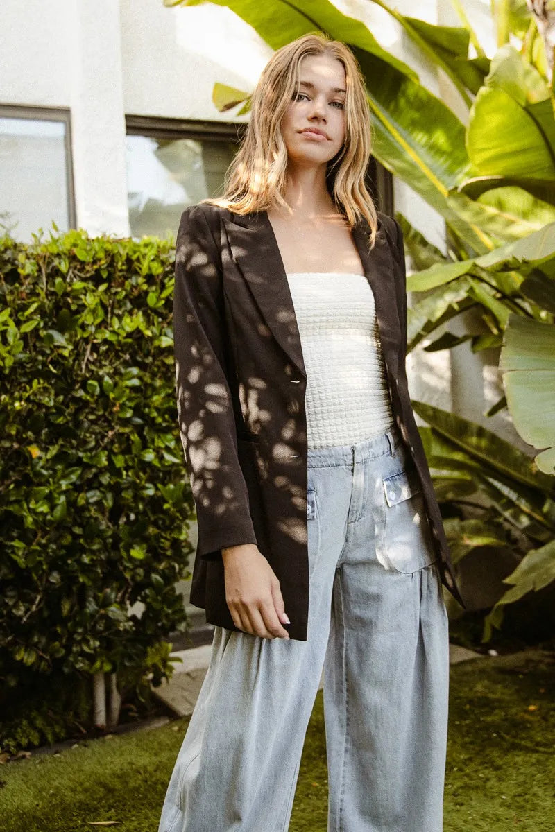 Black Bibi Single Brested Peaked Lapel Blazer