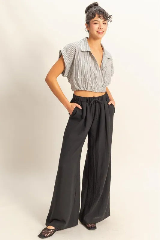 Hyfve Elasticized Waist Wide Leg Pants