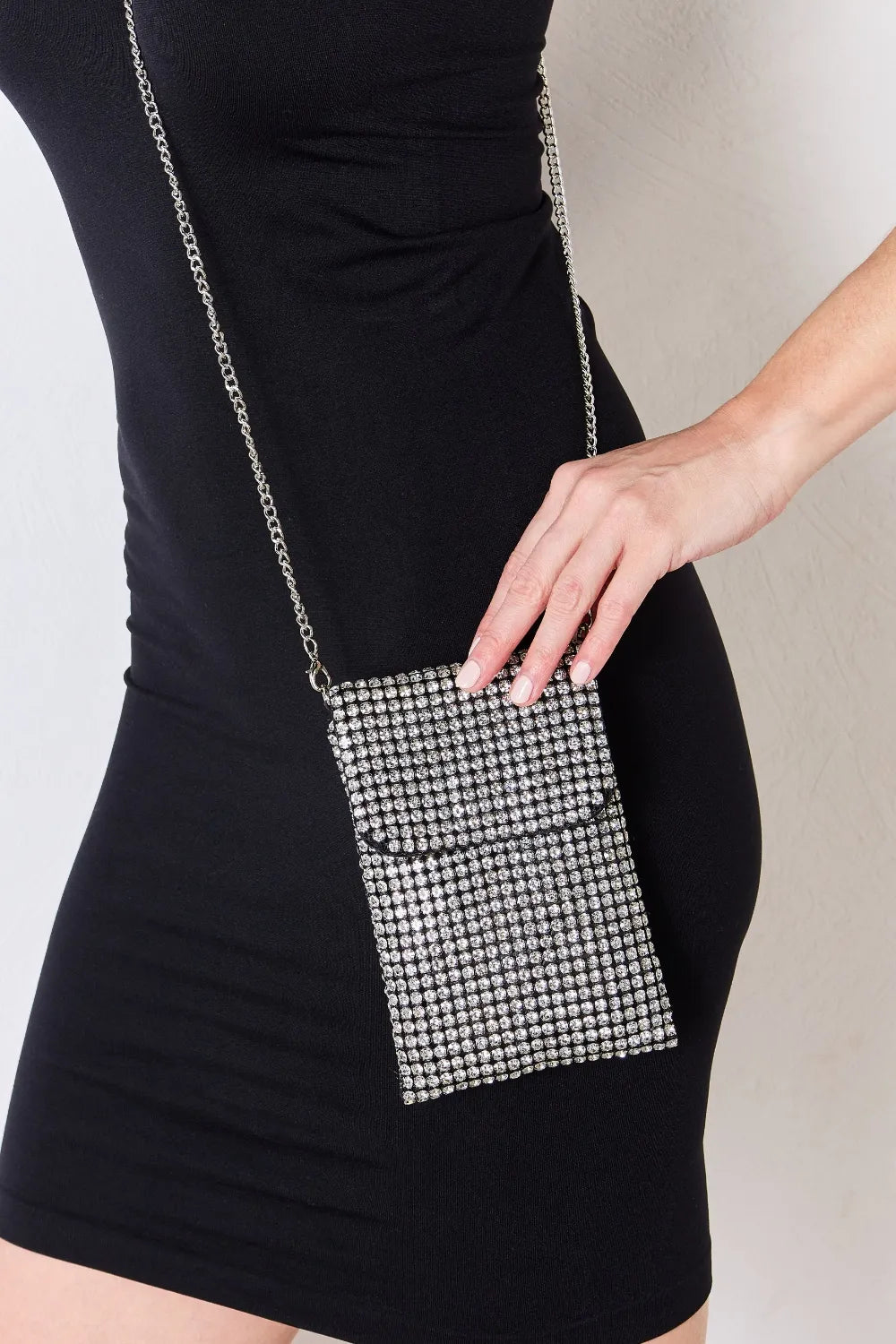 Silver Forever Link Rhinestone Mini Crossbody Bag
