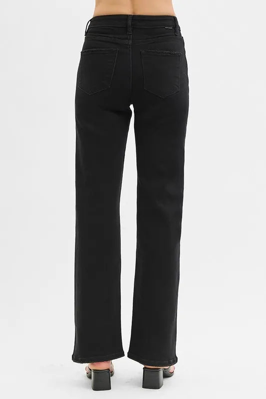 Black Risen High Rise Wide Jeans