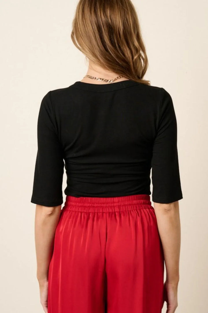 Black Mittoshop Round Neck Half Sleeve T Shirt 2