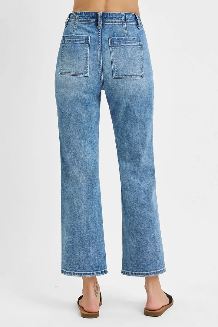 Medium Risen Full Size High Waisted Bootcut Cropped Jeans Plus Size