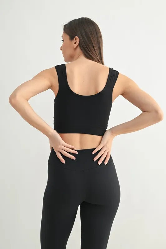 Black Mono B Ruched Front Active Tank 4