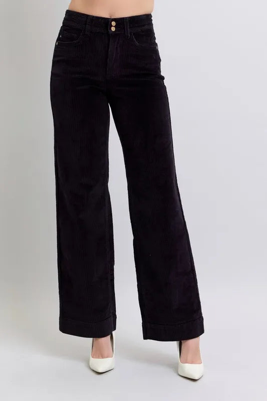 Bk Judy Blue Full Size High Waist Corduroy Trouser Wide Plus Size
