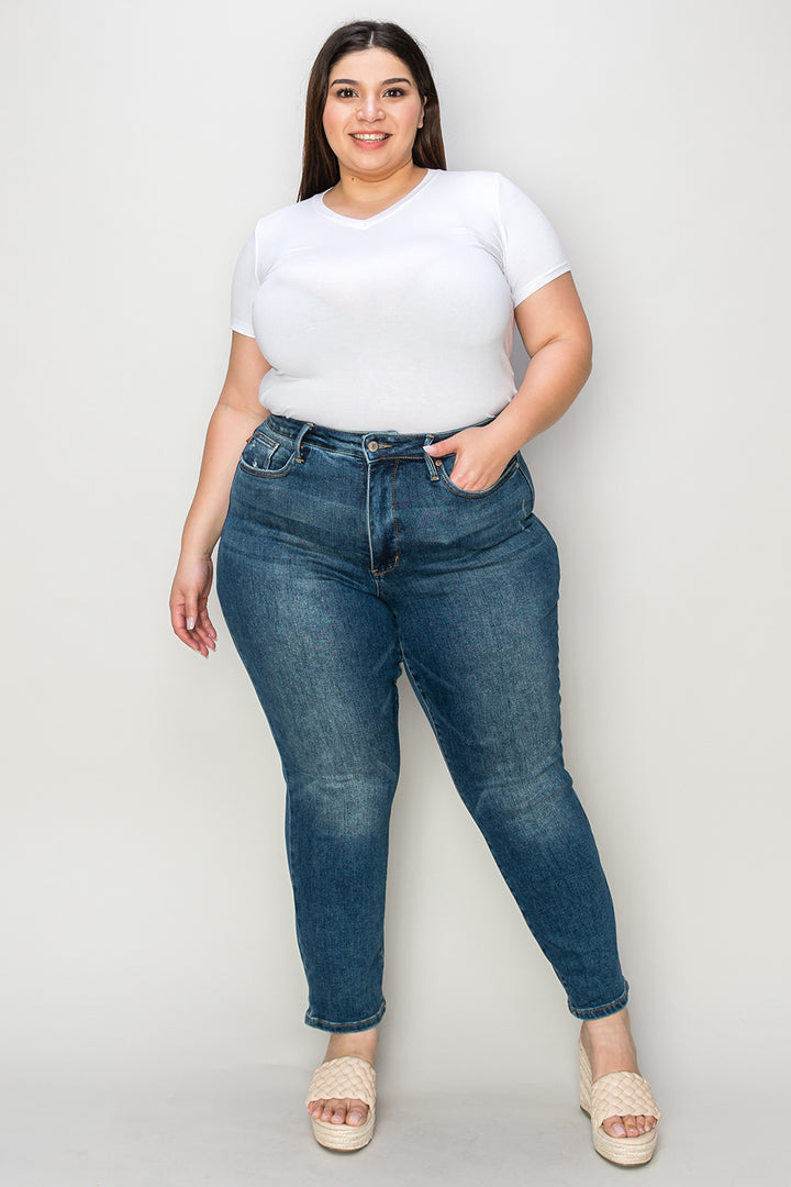 Dark Judy Blue Full Size Tummy Control High Waist Slim Jeans