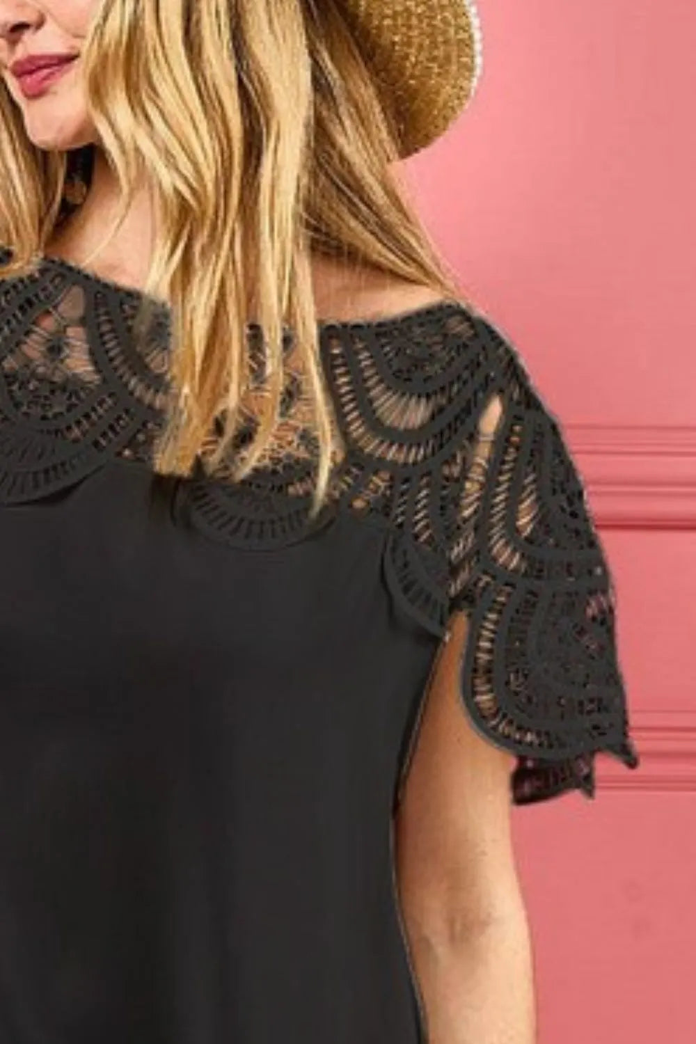 Black Bibi Crochet Lace Yoke Detailed Wrinkled Dress 1