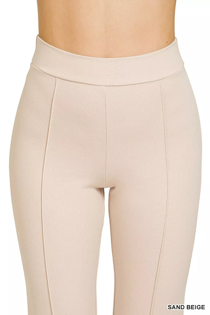 Zenana Heavy Ponte Elastic Waistband Pintuck Pants
