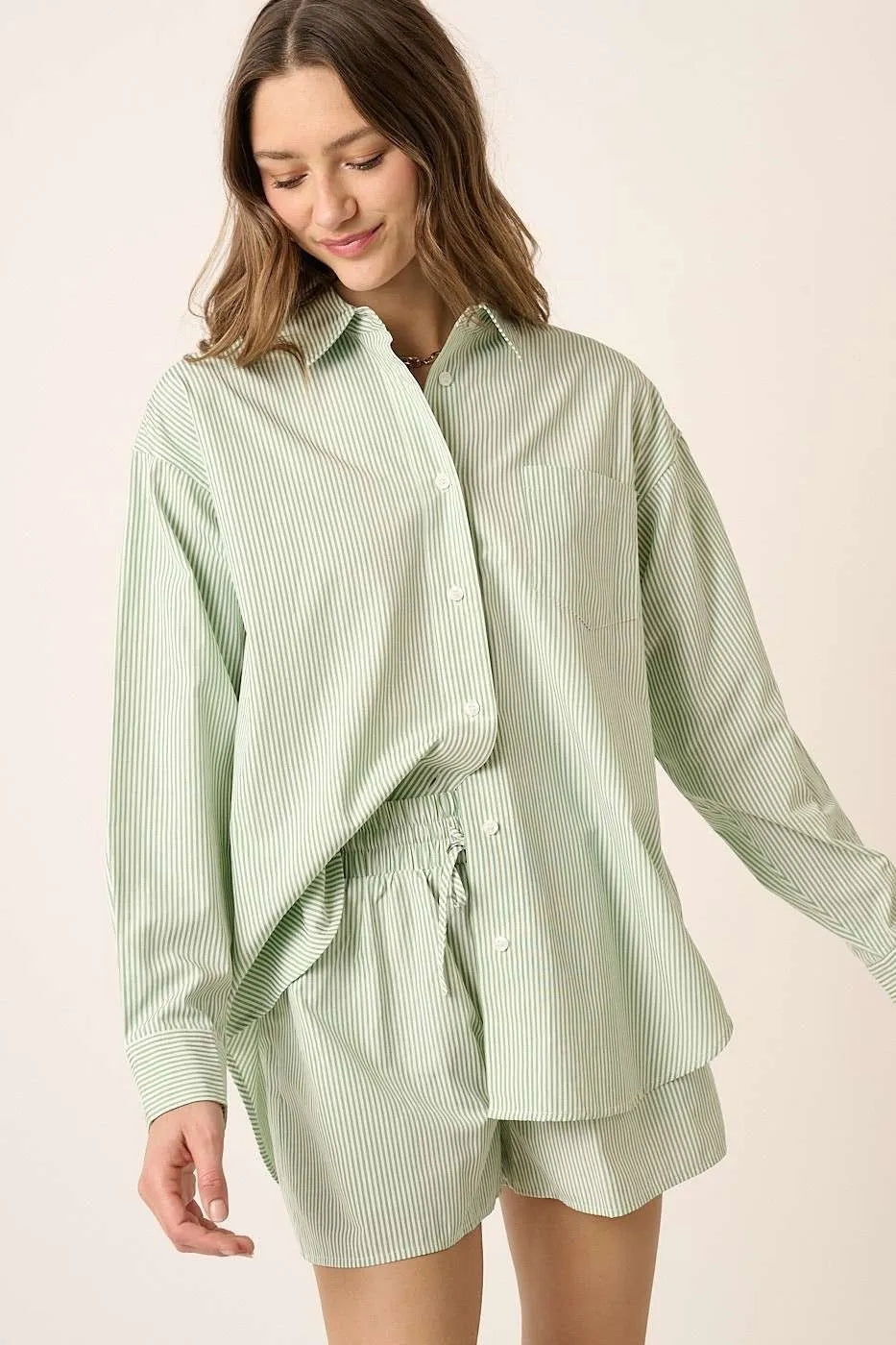 Sage Mittoshop Striped Shirt And Shorts Set