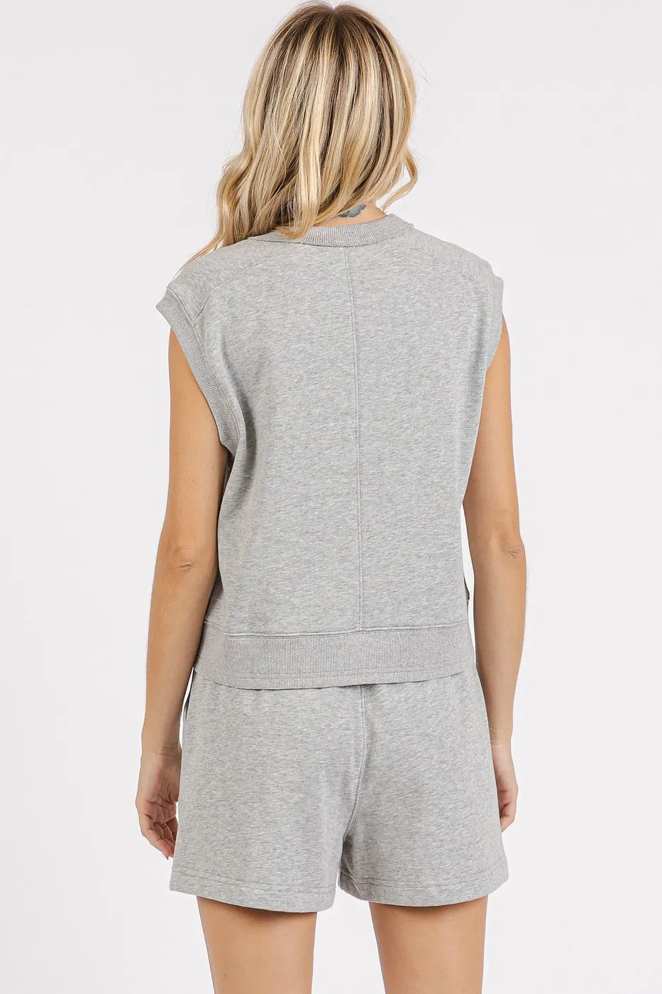 H Grey Mittoshop French Terry Crew Neck Top And Shorts Set