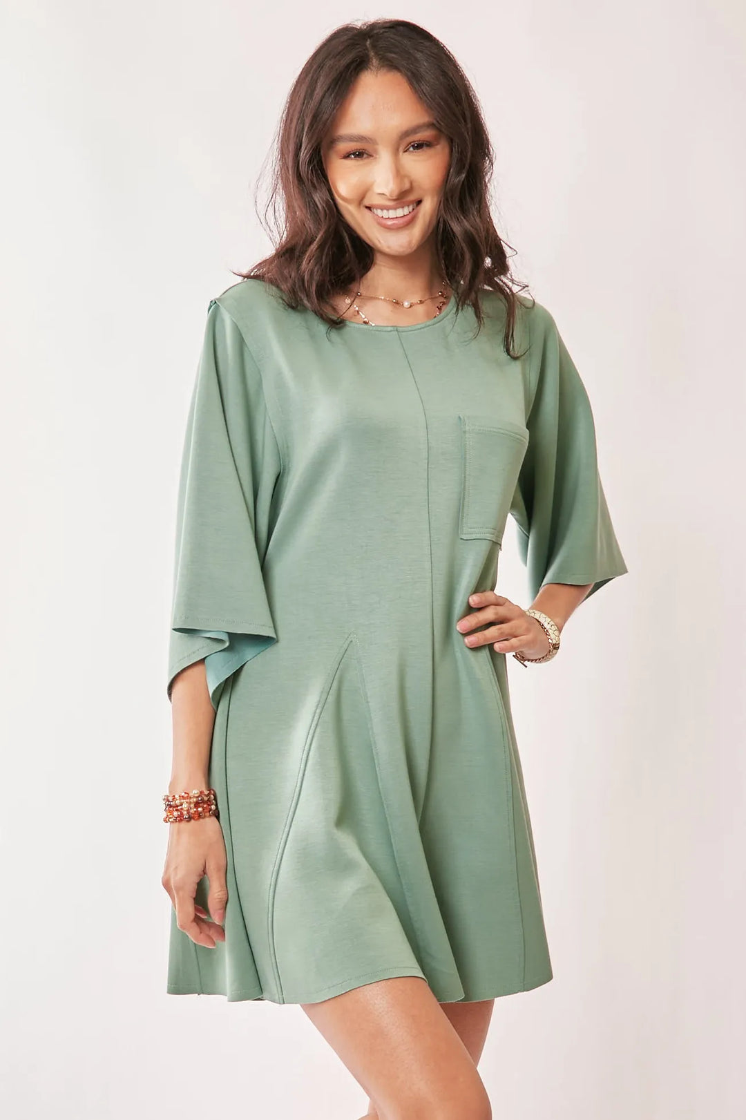Seafoam Green Davi Dani Solid Draped Sleeve Ties Back Skort Romper 1