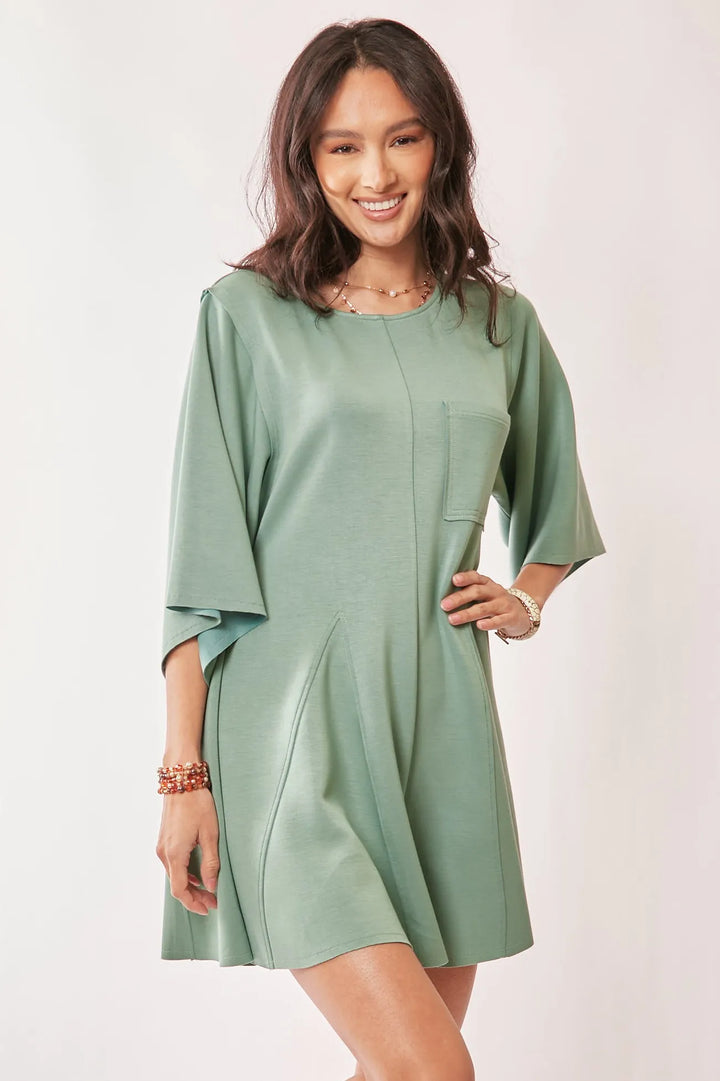 Seafoam Green Davi Dani Solid Draped Sleeve Ties Back Skort Romper 1