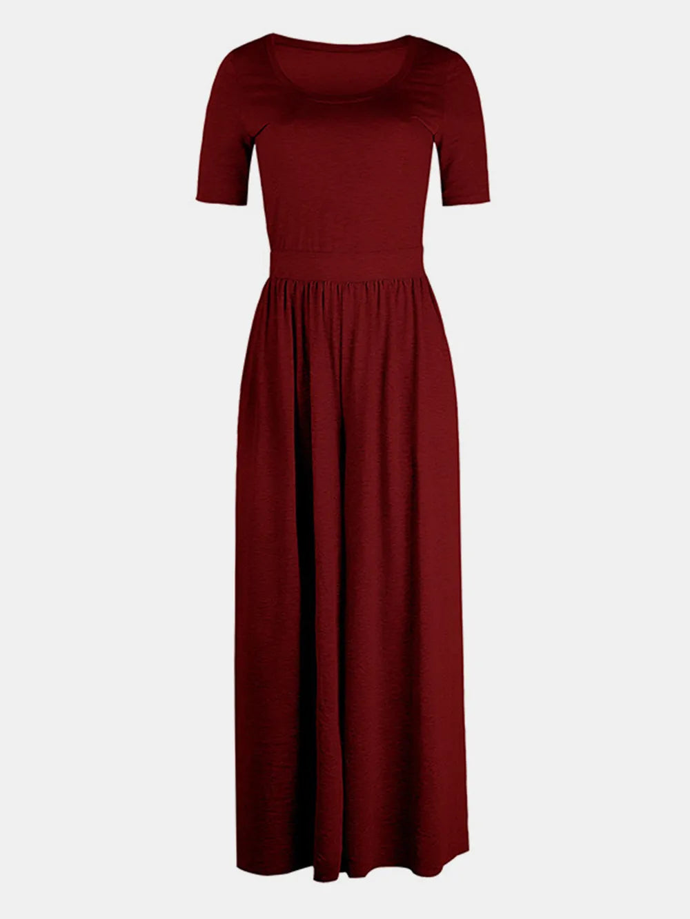 Black Scoop Neck Short Sleeve Jumpsuit