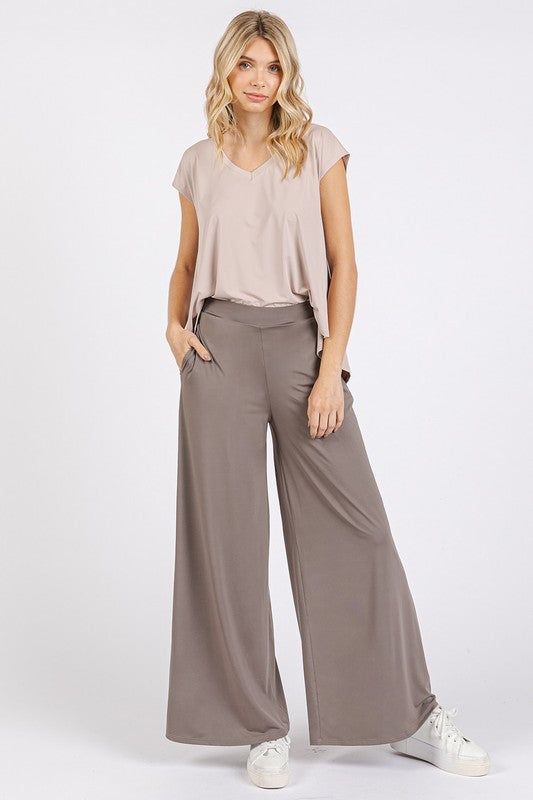 Mittoshop Yoga Air Stretch Elastic Waist Wide Leg Pants 2