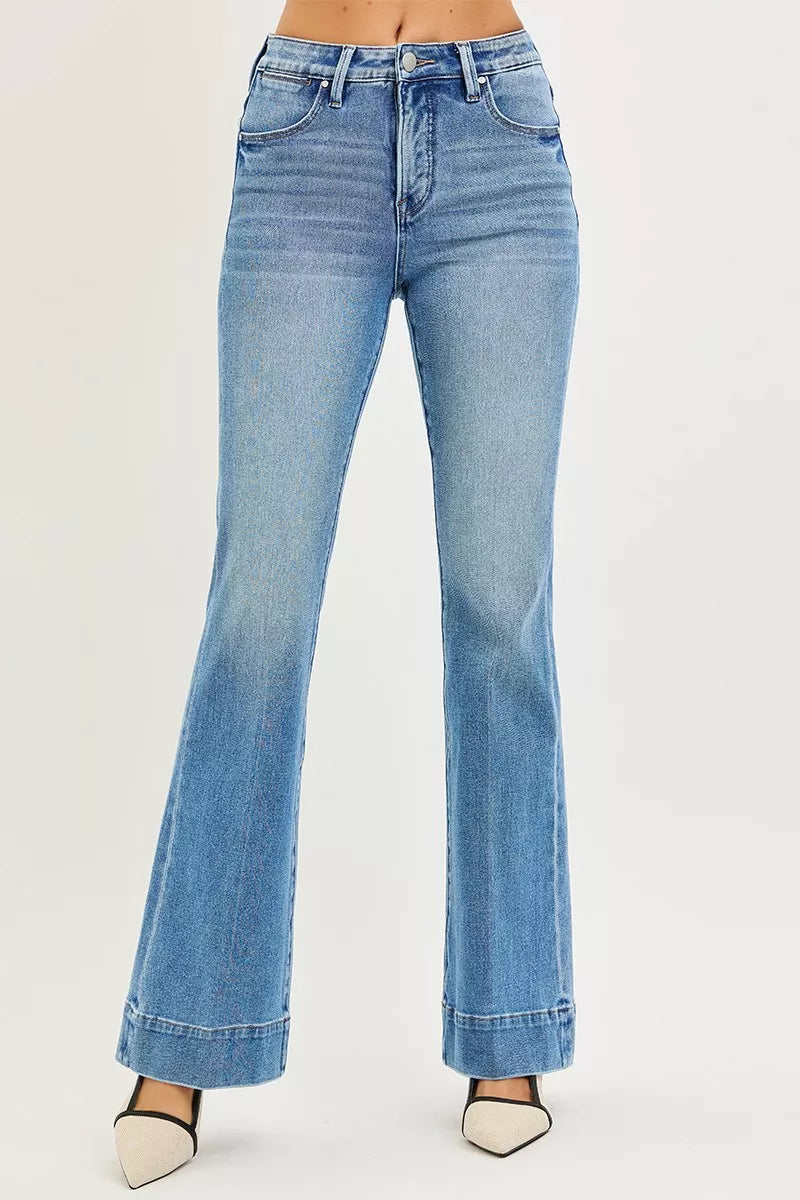 Medium Risen Tummy Control 4 Way Stretch Mid Rise Flare Jeans