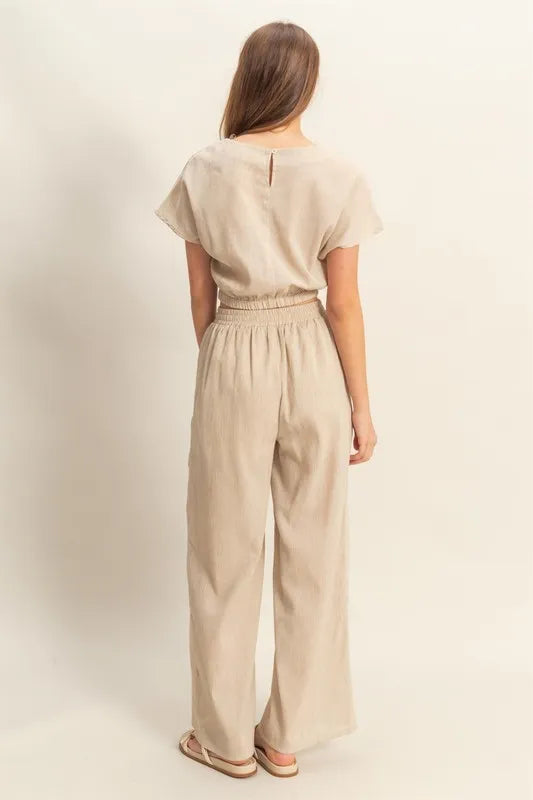 Hyfve Round Neck Short Sleeve Top And Pants Set