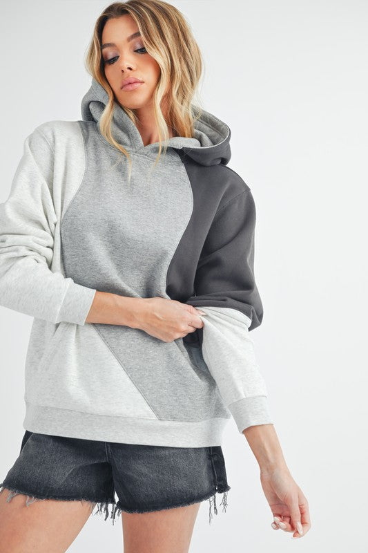 Aemi Co Color Block Hoodie With Kangaroo Pocket 1