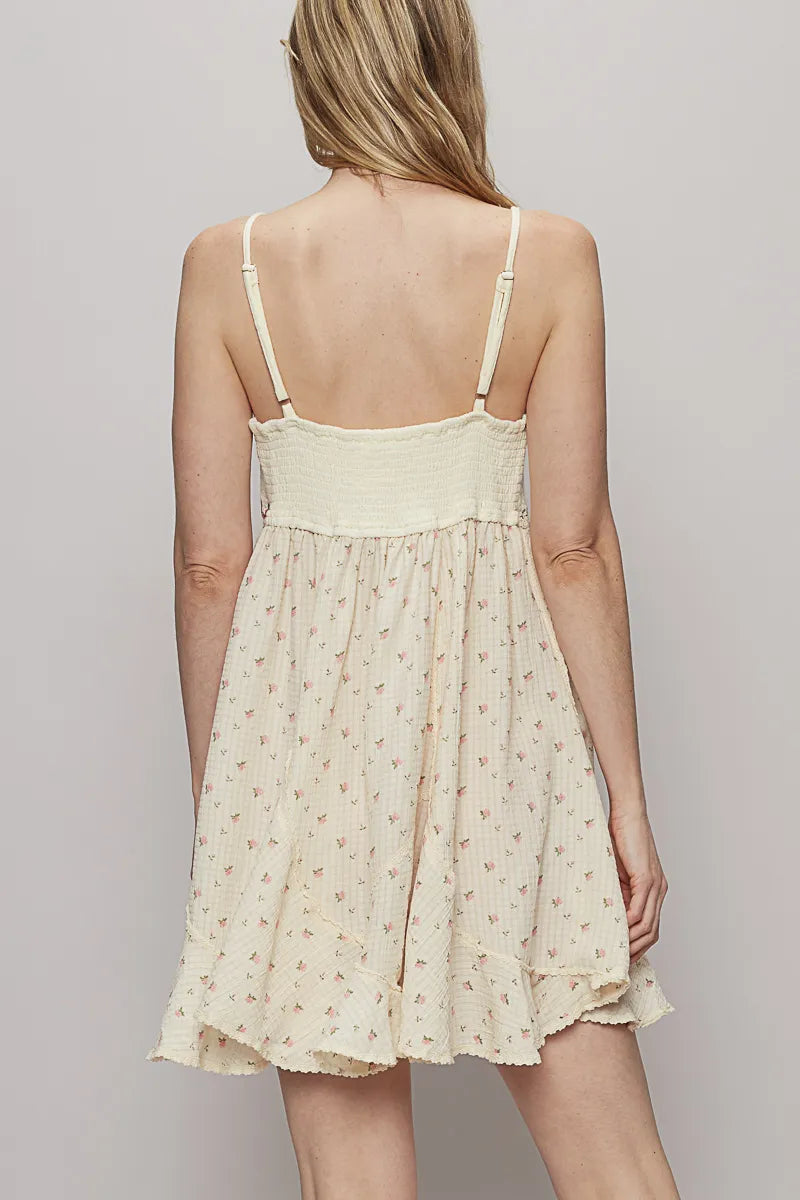 Pol Ruffled Hem Floral Print Cami Mini Dress