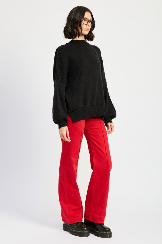 Over Fitted Long Sleeve Sweater Top