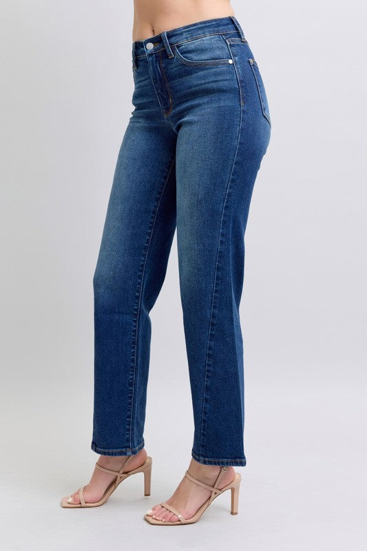 Medium Judy Blue Full Size Side Seam Detail Straight Jeans With Pockets